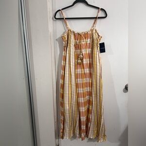 Lucky Brand Orange and Yellow Plaid Dress